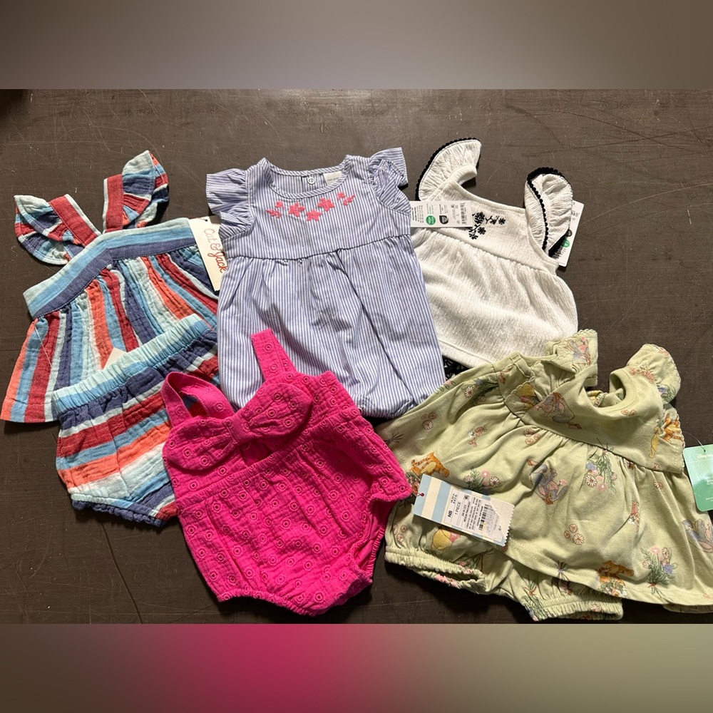 Carter's and Cat n Jack Pink and Blue Matching Sets with Ruffles and Bows